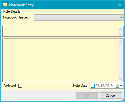 Notebook Entry window